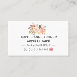 Tarjeta De Fidelización Elegante acuarela Flores Profesionales Negocios
