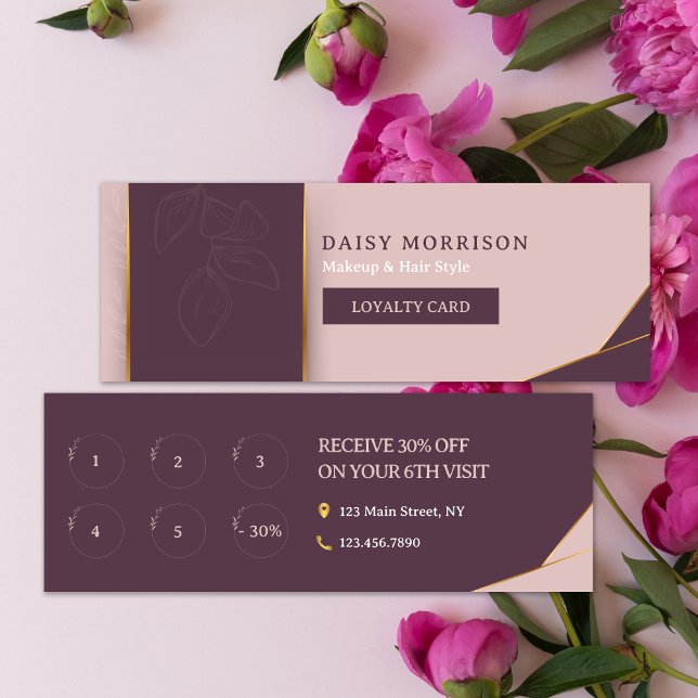 Tarjeta De Fidelización Elegante artista de pelo de maquillaje rosa Rubor  (Subido por el creador)