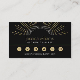 Tarjeta De Fidelización Elegante Beauty Gold Sunburst Black Loyalty Card