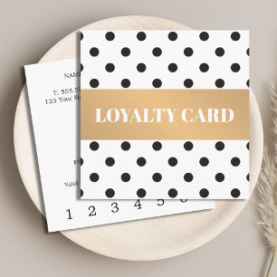 Tarjeta De Fidelización Elegante Belleza De Banda De Oro Faux Black Doted