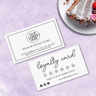 Tarjeta De Fidelización Elegante blanco y negro Añade tu logotipo de 6 pul