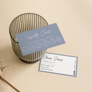 Tarjeta De Fidelización Elegante Blue Neutral Trendy Boho Modern 6 Punch