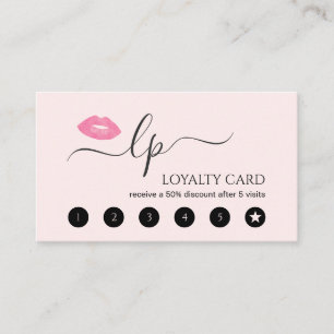 Tarjeta De Fidelización Elegante caligrafía manuscrita de labios rosas