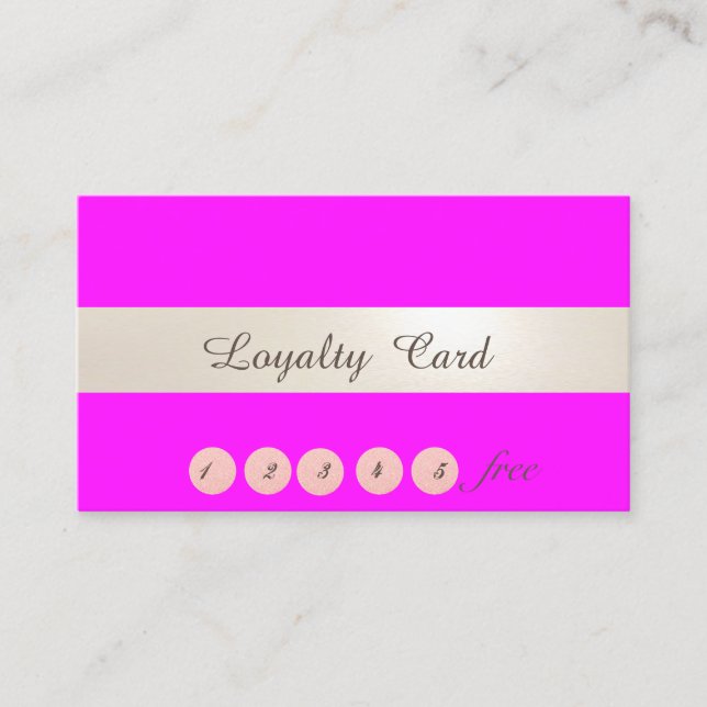 Tarjeta De Fidelización Elegante confetti rosa fluorescente (Anverso)