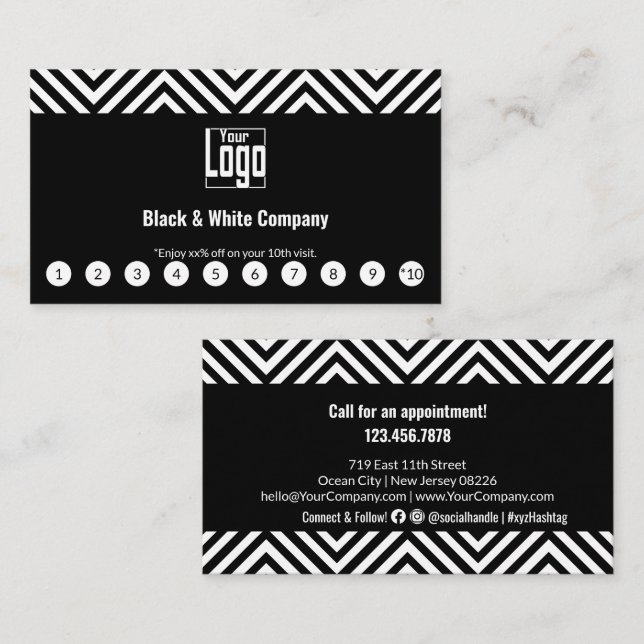 Tarjeta De Fidelización Elegante convocatoria de medios sociales con logot (Anverso / Reverso)