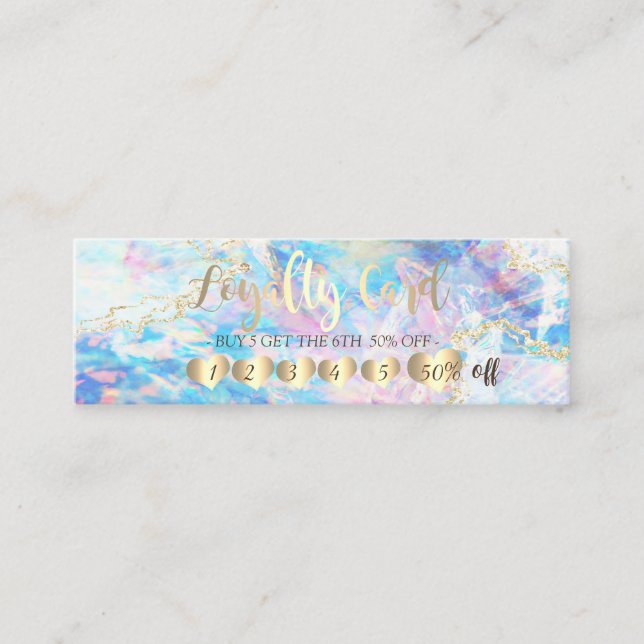 Tarjeta De Fidelización Elegante Corazones Profesionales Holografía OpaL G (Anverso)