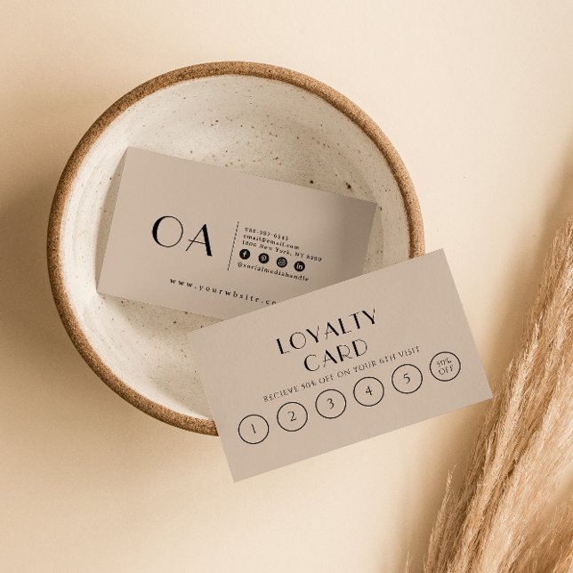 Tarjeta De Fidelización Elegante Crema Beige Neutral Boho Moderno 6 Punch (Subido por el creador)