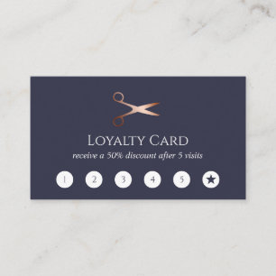 Tarjeta De Fidelización Elegante estilista moderno de tijeras rosa doradas