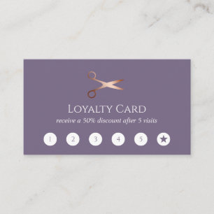 Tarjeta De Fidelización Elegante estilista moderno de tijeras rosa doradas