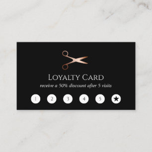 Tarjeta De Fidelización Elegante estilista moderno de tijeras rosa doradas