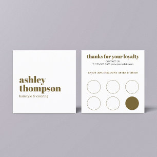 Tarjeta De Fidelización Elegante Estilo Blanco Salón Antique Oro