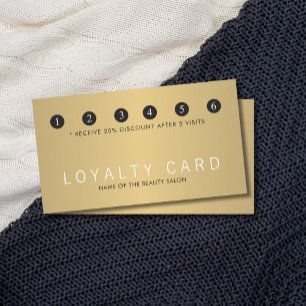 Tarjeta De Fidelización Elegante Faux Gold Salón De Belleza Blanca Lealtad