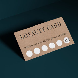 Tarjeta De Fidelización Elegante Faux Kraft White Salon 5+1