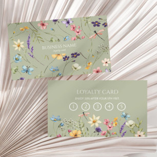 Tarjeta De Fidelización Elegante Flor Silvestre Floral Personalizada
