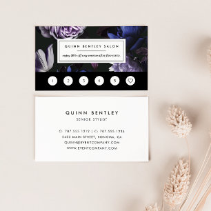 Tarjeta De Fidelización Elegante Floral Violeta Oscura