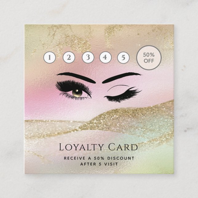 Tarjeta De Fidelización Elegante guiño lujoso azota maquillaje ojo después (Anverso)