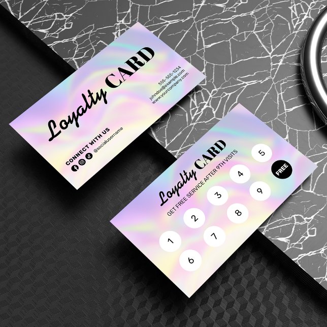 Tarjeta De Fidelización Elegante Hair Stylist Reward Holograpgic (Subido por el creador)