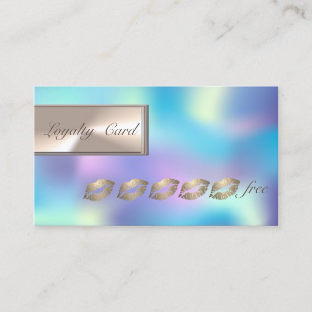 Tarjeta De Fidelización Elegante Holográfico, carta de fidelidad de labios (Anverso)