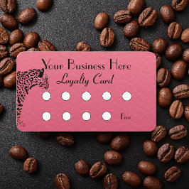 Tarjeta De Fidelización Elegante lealtad empresarial rosa y jaguar negro