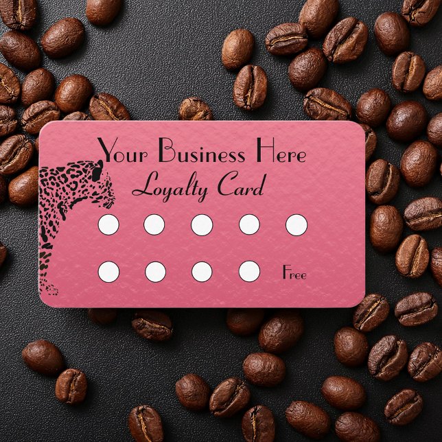 Tarjeta De Fidelización Elegante lealtad empresarial rosa y jaguar negro (Subido por el creador)