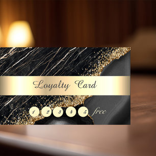 Tarjeta De Fidelización Elegante, lentejuelas doradas, mármol negro