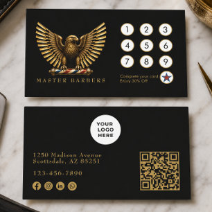 Tarjeta De Fidelización Elegante logotipo de águila dorada de la Barbería