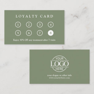 Tarjeta De Fidelización Elegante logotipo empresarial moderno en verde sal