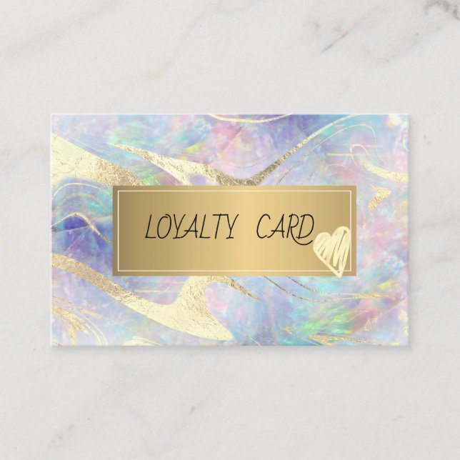 Tarjeta De Fidelización Elegante marco opal de oro (Anverso)