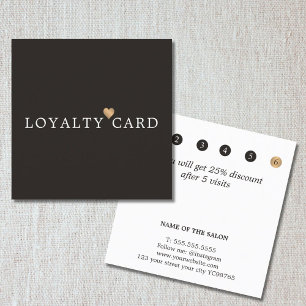 Tarjeta De Fidelización Elegante Marfil Black Faux Gold Heart Beauty Loyal