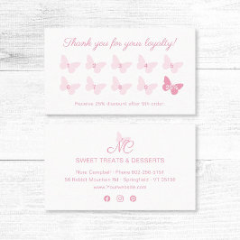 Tarjeta De Fidelización Elegante mariposa monograma Girly Cute bebé rosa