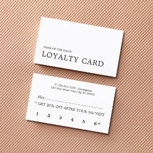 Tarjeta De Fidelización Elegante Minimalista Belleza en Blanco y Negro