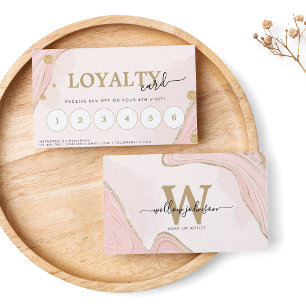 Tarjeta De Fidelización Elegante Monograma Purpurina Oro Rosa Agate de Már