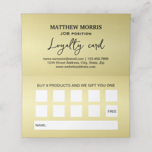 Tarjeta De Fidelización Elegante oro Monograma personalizado sobre negro