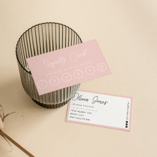 Tarjeta De Fidelización Elegante Pink Neutral Trendy Girly Moderno 6 Punch
