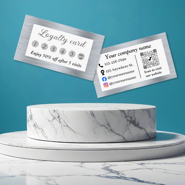 Tarjeta De Fidelización Elegante plata metálica (Subido por el creador)