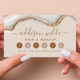 Tarjeta De Fidelización Elegante Purpurina de oro Marble Agate Moda modern