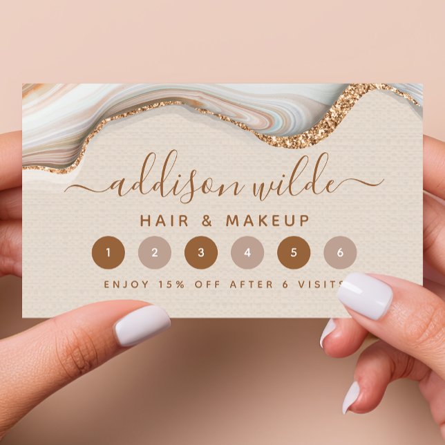 Tarjeta De Fidelización Elegante Purpurina de oro Marble Agate Moda modern (Subido por el creador)