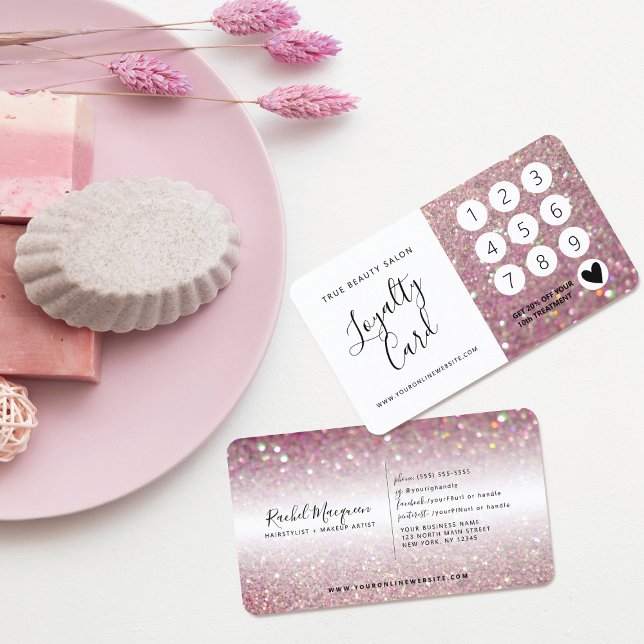 Tarjeta De Fidelización Elegante Purpurina rosado Rosa (Subido por el creador)