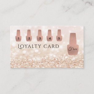 Tarjeta De Fidelización Elegante purpurinoso de esmalte de uñas rosa