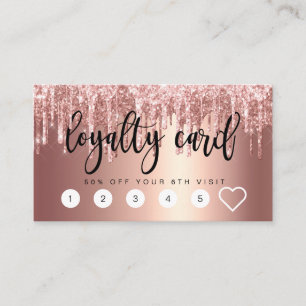 Tarjeta De Fidelización Elegante rosa de cobre purpurina dorado gotea uña