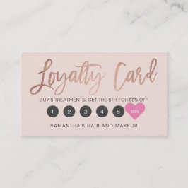 Tarjeta De Fidelización Elegante rosa dorado maquillaje pelo rosado