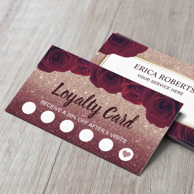 Tarjeta de fidelización | Elegante Rosa floral bor (Subido por el creador)