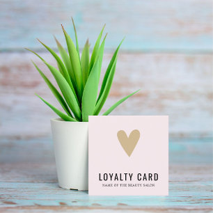 Tarjeta De Fidelización Elegante Rosa Golden Heart BeautySalon Lealty Card