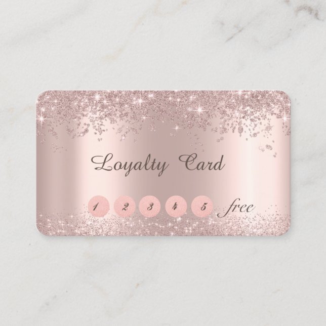 Tarjeta De Fidelización Elegante Rosa Purpurina de oro Confetti Dust (Anverso)