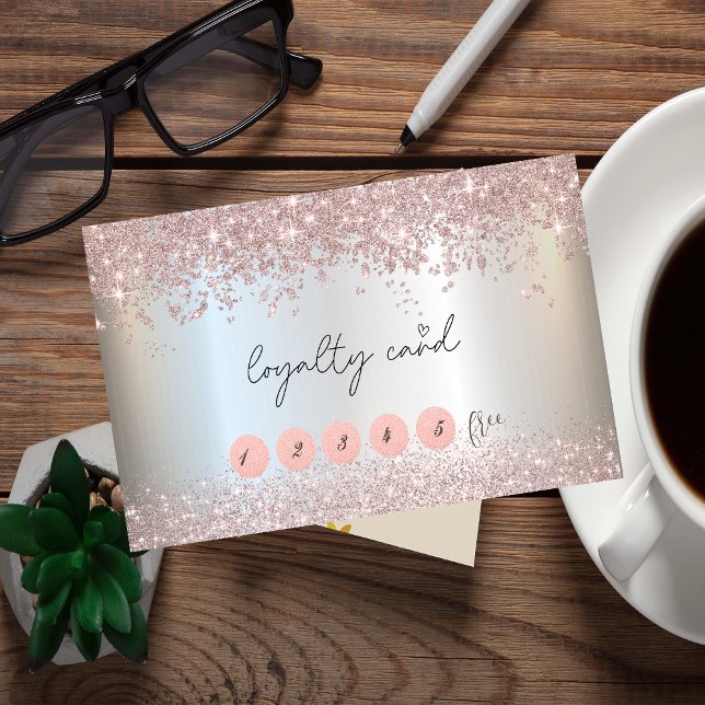 Tarjeta De Fidelización Elegante Rosa Purpurina de oro Confetti Dust Silve (Subido por el creador)