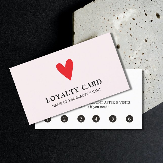 Tarjeta De Fidelización Elegante Rosa Red Heart Beauty Salon Lealty Card (Subido por el creador)