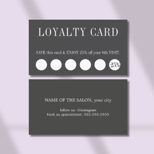 Tarjeta De Fidelización Elegante Salón Blanco Gris Oscuro Limpio 5+1