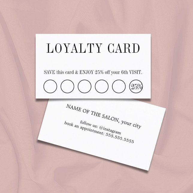 Tarjeta De Fidelización Elegante Salón Blanco y Negro Limpio 5+1 (Subido por el creador)