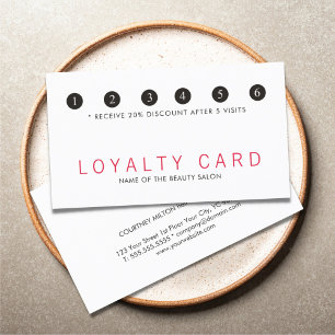 Tarjeta De Fidelización Elegante Salón De Belleza Blanca Roja Simpla Lealt