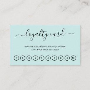 Tarjeta De Fidelización Elegante salón de belleza de escritura Verde azula